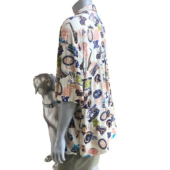 Vintage NFL St. Louis Rams Button Down Short Sleeve Rayon Shirt Men's Size 2XL - Picture 2 of 6